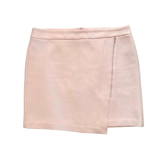 White House Black Market Soft Pink Asymmetrical Zip Mini Skirt Plus Size 16 - Picture 1 of 10